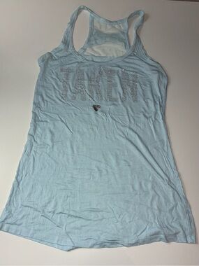 Victoria's Secret Light Blue Racerback Tank with Crystal 'TAKEN'